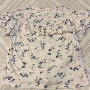 Rebecca Taylor Women’s Blue Floral Ruffle Sleeve Top - Size XS